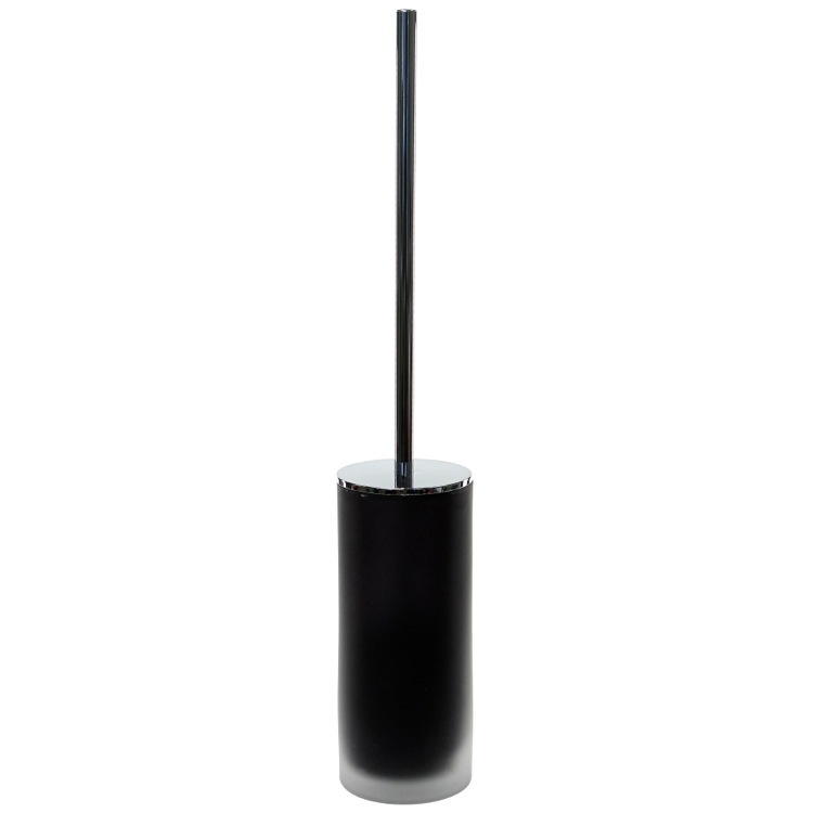 Gedy TI33-14 Black Frosted Glass Toilet Brush With Chrome Handle